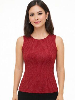 Beaded Silk Blend Round Neck Ribbed Sweater Tank Gift Love Office Party Preppy